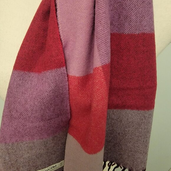 Vintage Plymouth Scarf 100% Superfine Lambswool Striped Scarf West Germany - Picture 3 of 4